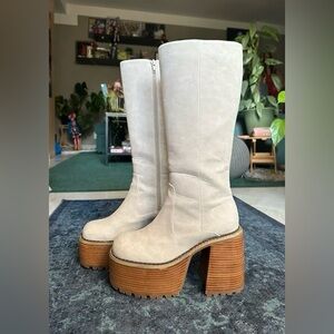 Delia’s Vintage Soul Matte Off-White Platform Boots - 70s Y2K Bratz - NEW